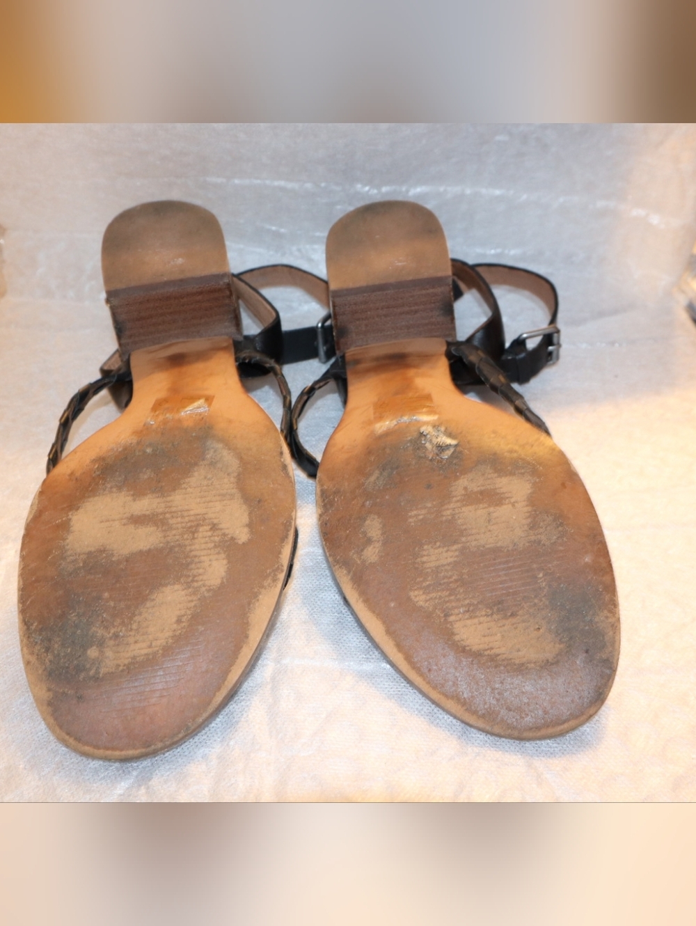 Madewell Chunky stacked heels and whipstitched straps  leather sandals Black 8 - Picture 10 of 10